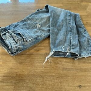 Cosmic Blue Love Blue Denim Jeans. Distressed. Size 27